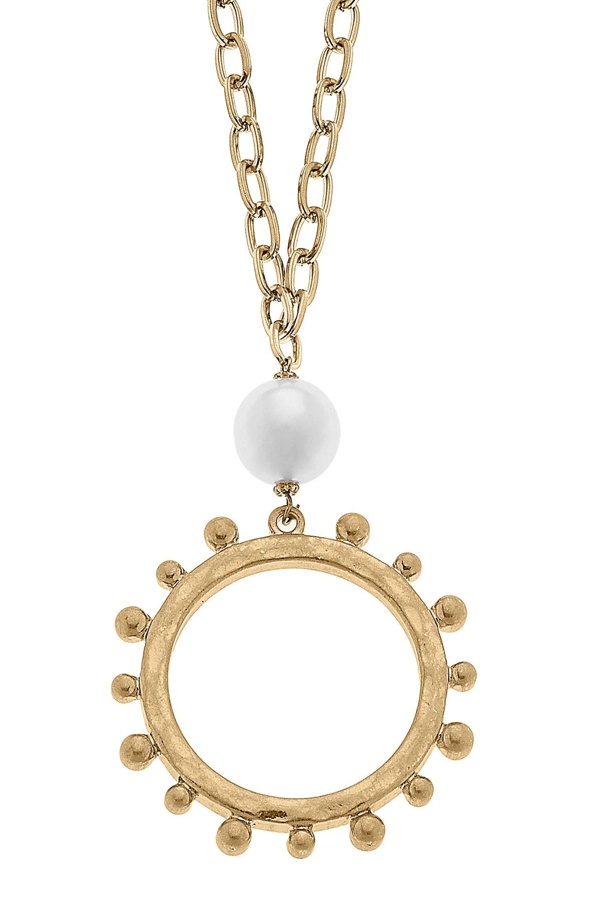 Melanie Studded Circle Necklace Gold-410 Jewelry-Simply Stylish Boutique-Simply Stylish Boutique | Women’s & Kid’s Fashion | Paducah, KY