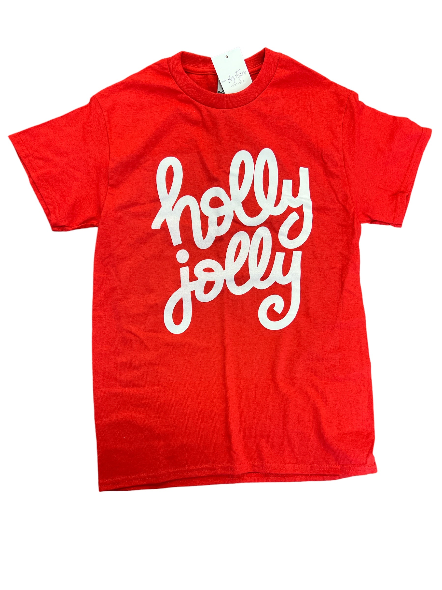 Holly Jolly Tshirt-110 Graphic Tee-Simply Stylish Boutique-Simply Stylish Boutique | Women’s & Kid’s Fashion | Paducah, KY