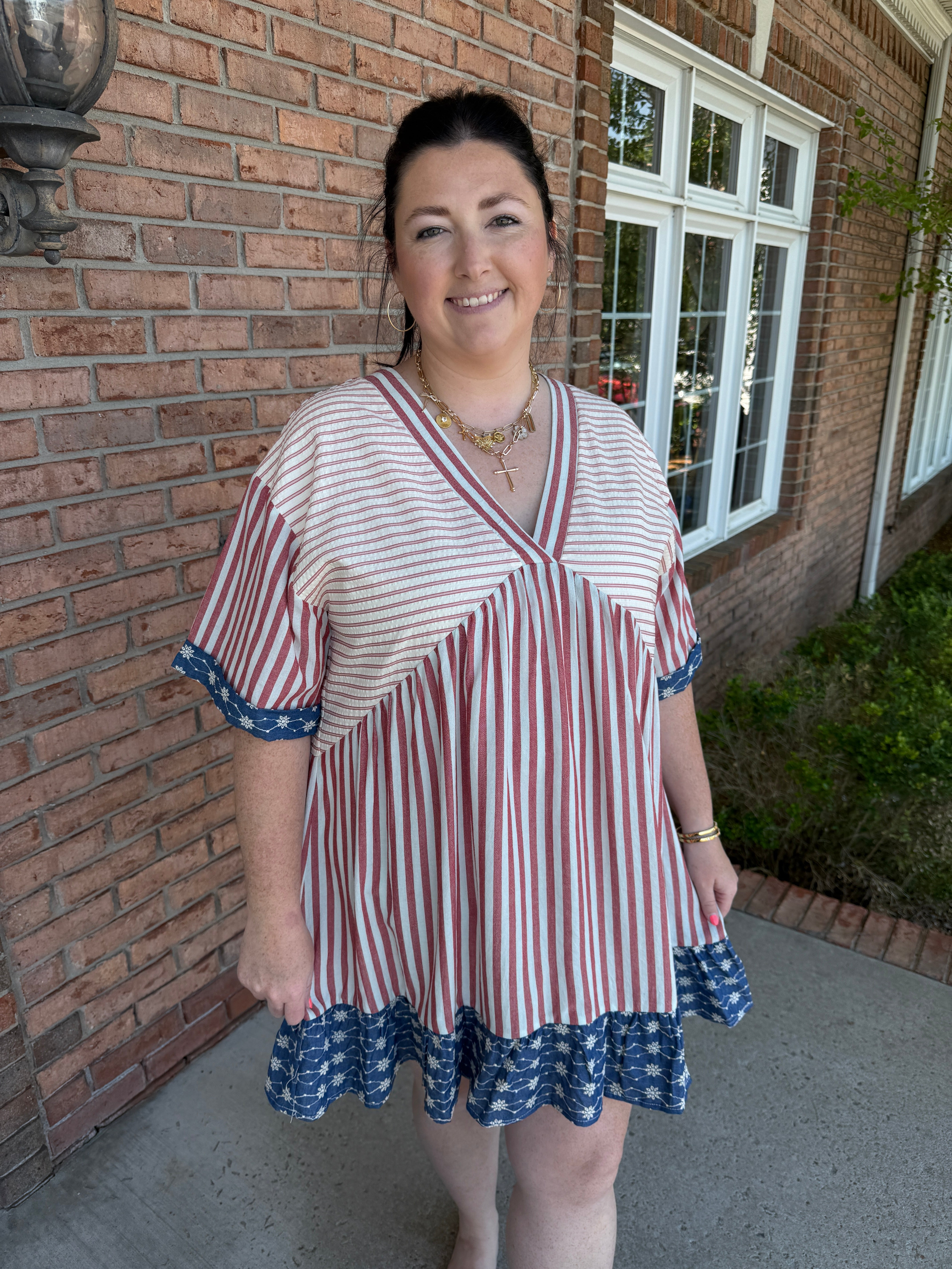 Americana Woven Dress-310 Dresses-Simply Stylish Boutique-Simply Stylish Boutique | Women’s & Kid’s Fashion | Paducah, KY