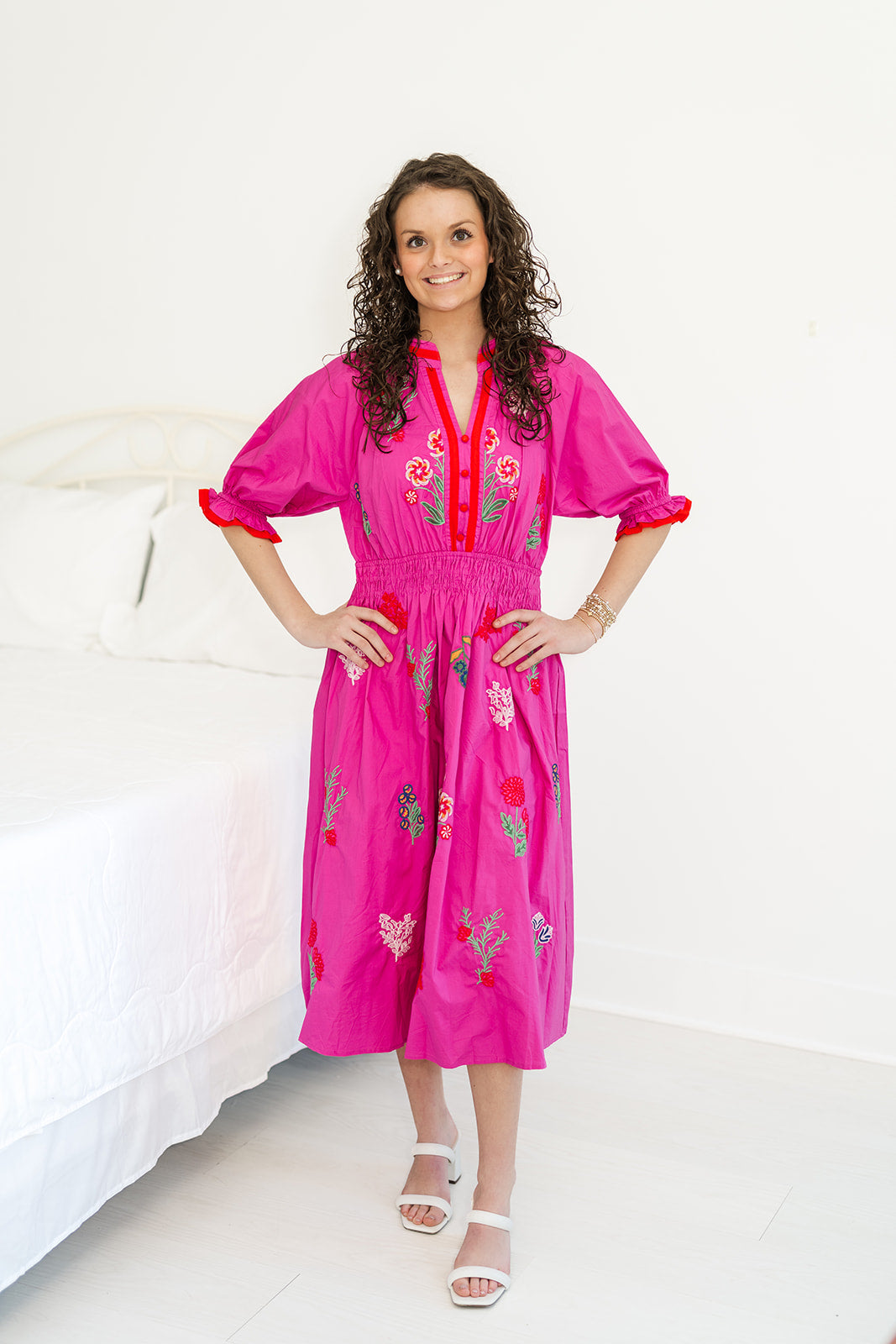 Fuchsia Folk Floral Dress-310 Dresses-Simply Stylish Boutique-Simply Stylish Boutique | Women’s & Kid’s Fashion | Paducah, KY