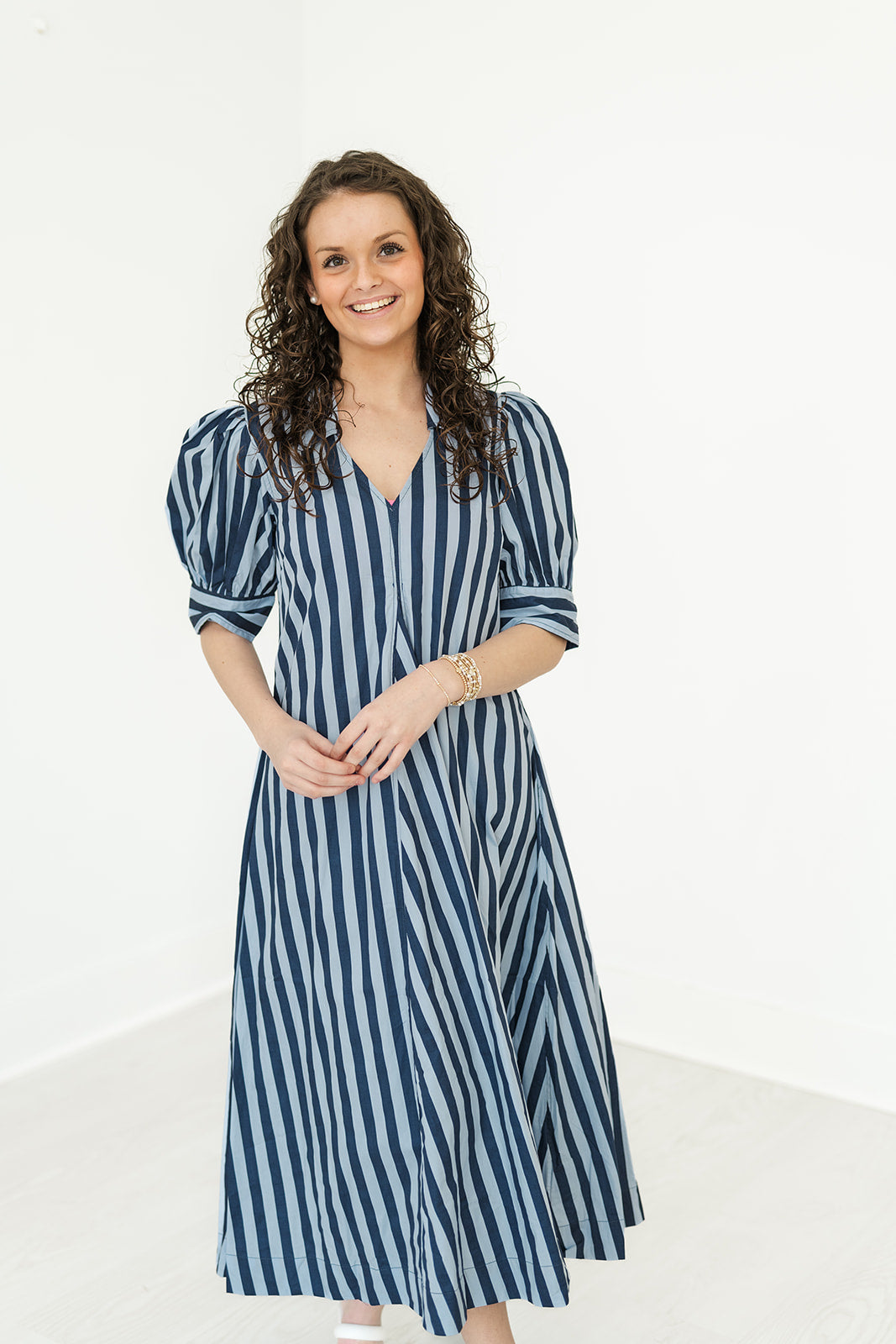 Harbor Stripes Midi Dress-310 Dresses-Simply Stylish Boutique-Simply Stylish Boutique | Women’s & Kid’s Fashion | Paducah, KY
