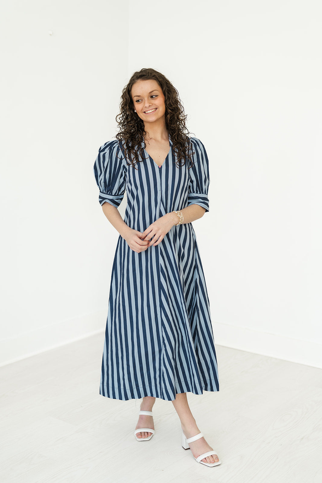 Harbor Stripes Midi Dress-310 Dresses-Simply Stylish Boutique-Simply Stylish Boutique | Women’s & Kid’s Fashion | Paducah, KY
