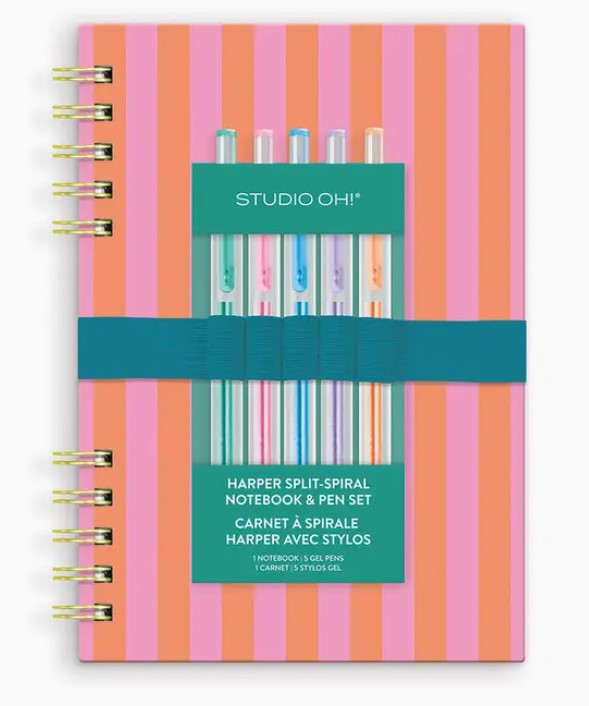 Cabana Stripes Split- Spiral Notebook & Pen Set-510 General Gifts-Simply Stylish Boutique-Simply Stylish Boutique | Women’s & Kid’s Fashion | Paducah, KY