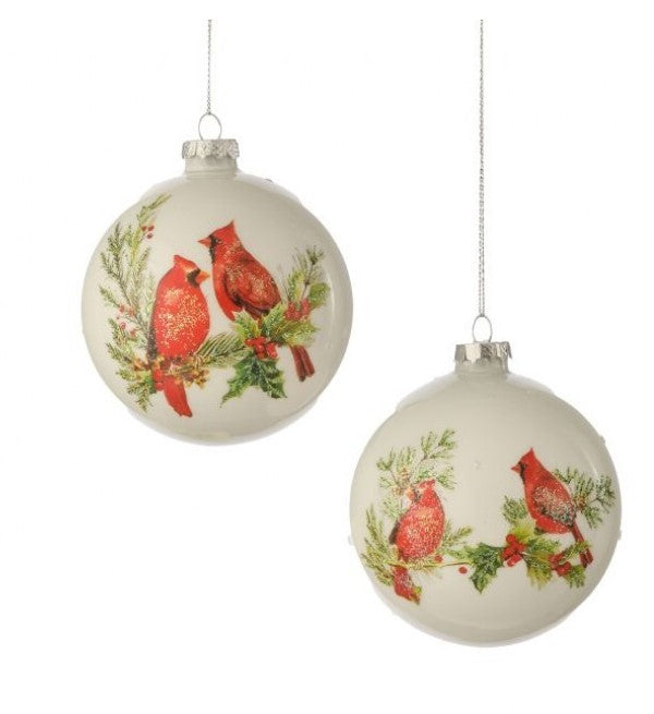 4" Cardinal & Pine Ball Ornament-540 Holiday/Seasonal-Simply Stylish Boutique-Simply Stylish Boutique | Women’s & Kid’s Fashion | Paducah, KY