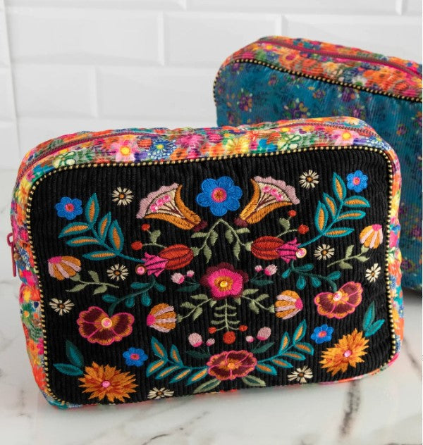 Black Folk Flower Pouch-420 Bags & Totes-Simply Stylish Boutique-Simply Stylish Boutique | Women’s & Kid’s Fashion | Paducah, KY