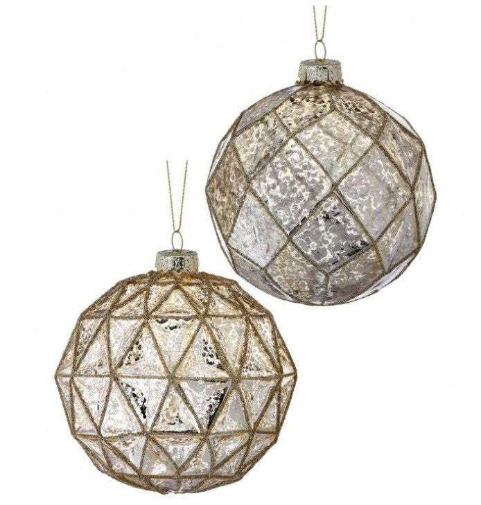 4" Glass Glitter Geo Ornament-540 Holiday/Seasonal-Simply Stylish Boutique-Simply Stylish Boutique | Women’s & Kid’s Fashion | Paducah, KY
