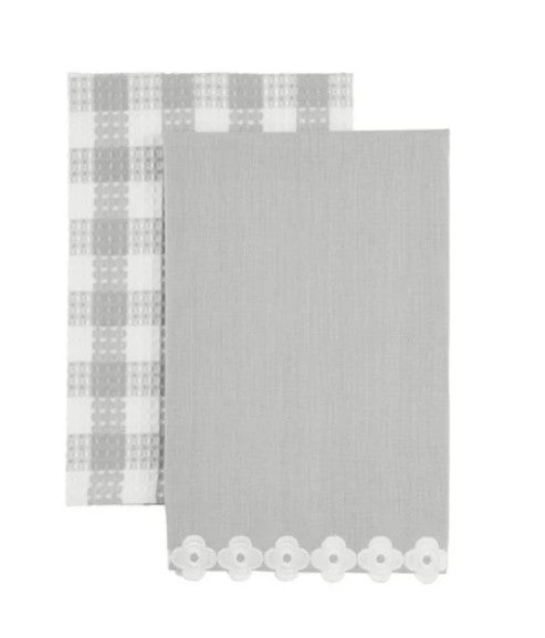Gray Embroider Edge Towel Set-510 General Gifts-Simply Stylish Boutique-Simply Stylish Boutique | Women’s & Kid’s Fashion | Paducah, KY