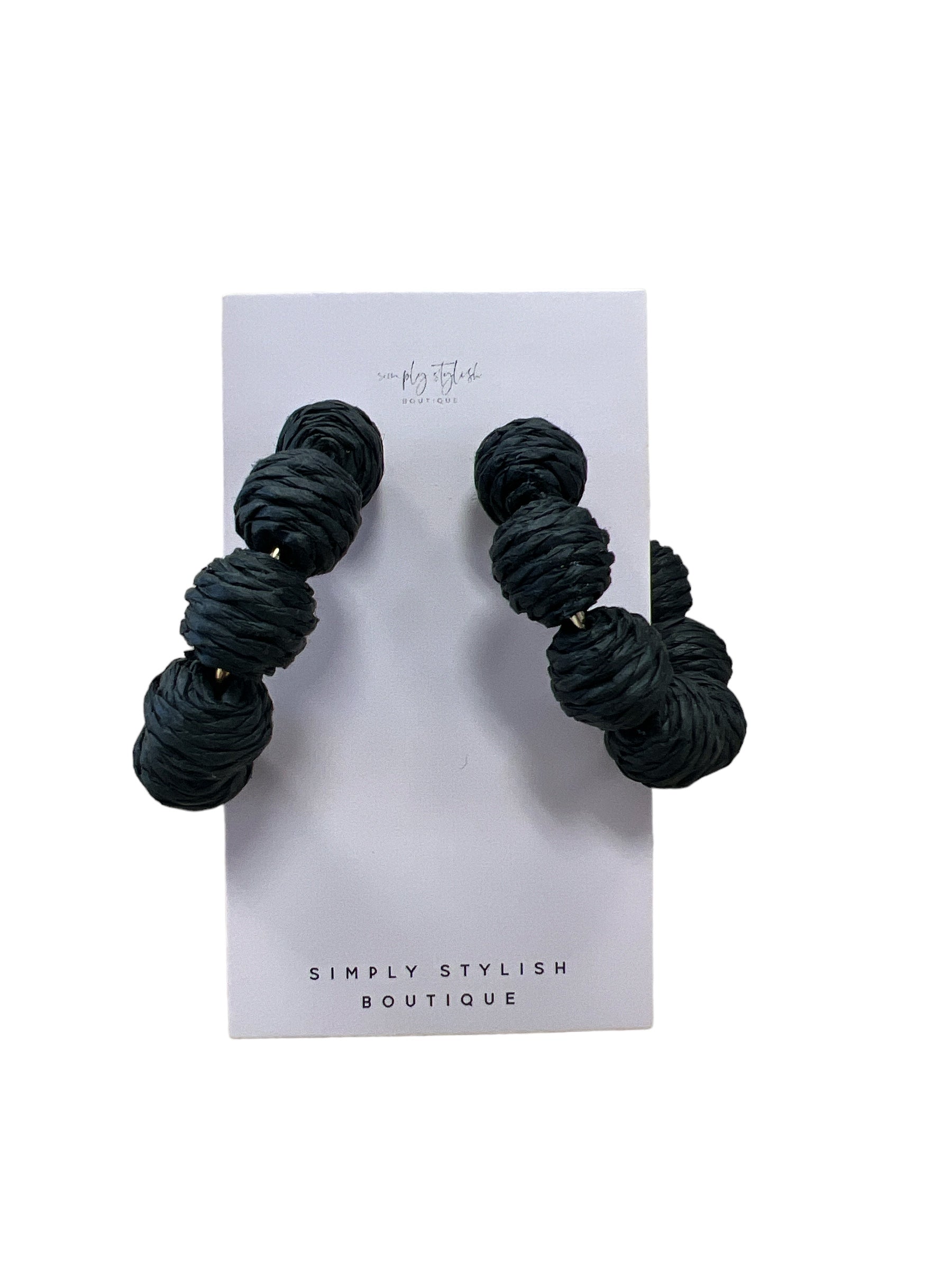 Black Raffia Hoop-410 Jewelry-Simply Stylish Boutique-Simply Stylish Boutique | Women’s & Kid’s Fashion | Paducah, KY