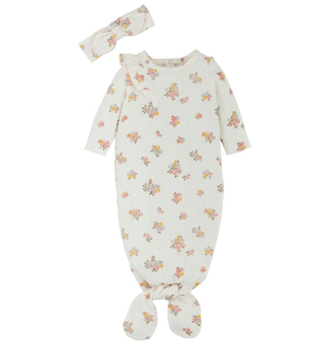 Ivory Pointelle Baby Gown-520 Baby & Kids Gifts-Simply Stylish Boutique-Simply Stylish Boutique | Women’s & Kid’s Fashion | Paducah, KY