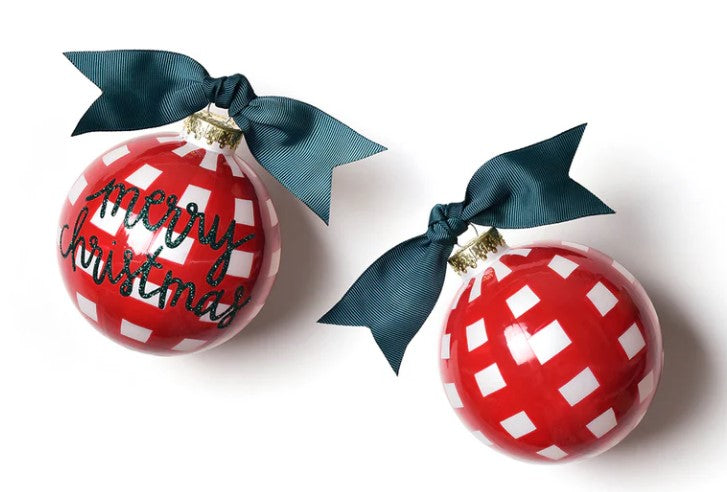 Merry Christmas Gingham Glass Ornament-540 Holiday/Seasonal-Simply Stylish Boutique-Simply Stylish Boutique | Women’s & Kid’s Fashion | Paducah, KY