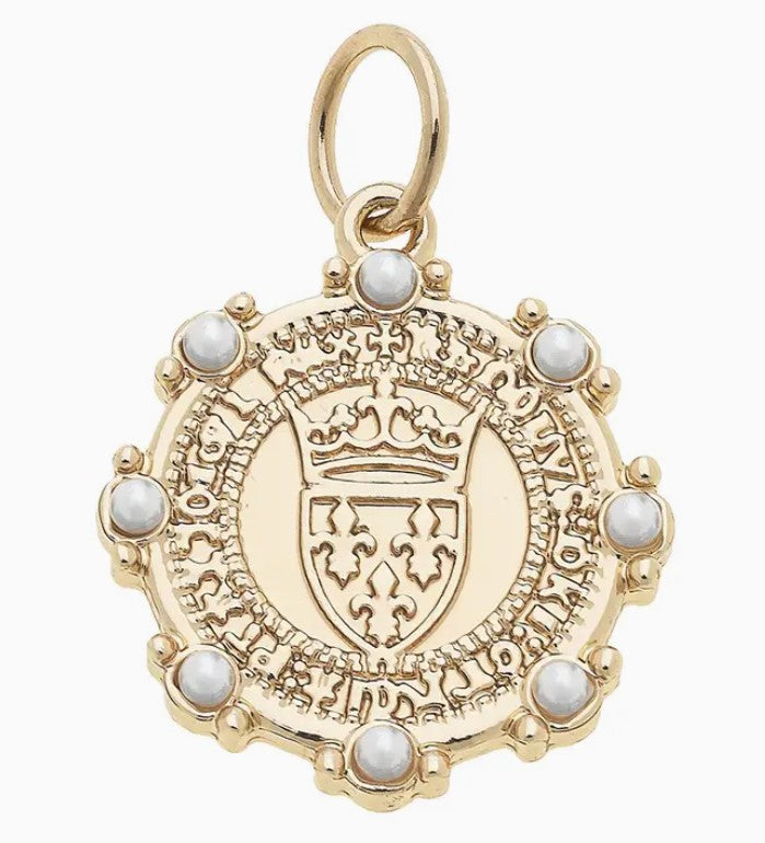 Pearl Studded Coin Charm-410 Jewelry-Simply Stylish Boutique-Simply Stylish Boutique | Women’s & Kid’s Fashion | Paducah, KY
