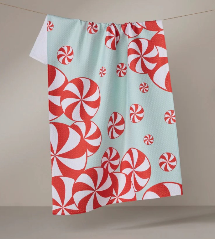 Peppermint Swirl Tea Towel-510 General Gifts-Simply Stylish Boutique-Simply Stylish Boutique | Women’s & Kid’s Fashion | Paducah, KY