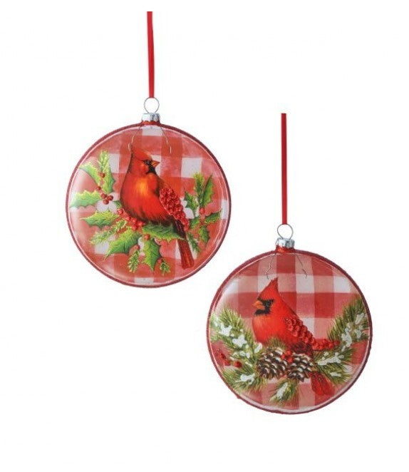 5" Plaid Cardinal Disk Ornament-540 Holiday/Seasonal-Simply Stylish Boutique-Simply Stylish Boutique | Women’s & Kid’s Fashion | Paducah, KY