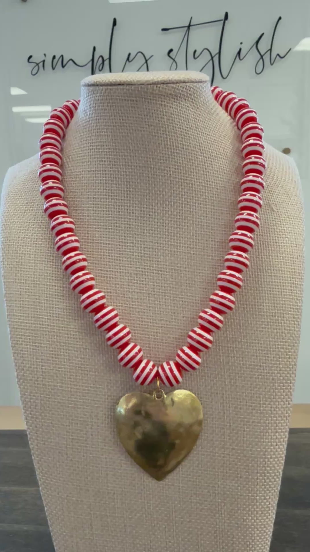 Patriotic Stripe Heart Necklace