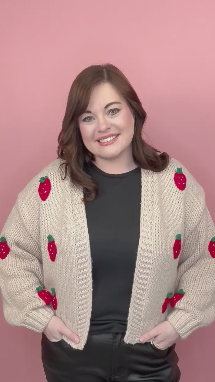 Strawberry Chunky Knit Cardigan