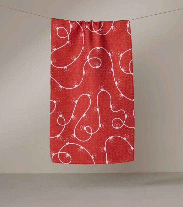 Red Holiday Lights Bar Towel-510 General Gifts-Simply Stylish Boutique-Simply Stylish Boutique | Women’s & Kid’s Fashion | Paducah, KY