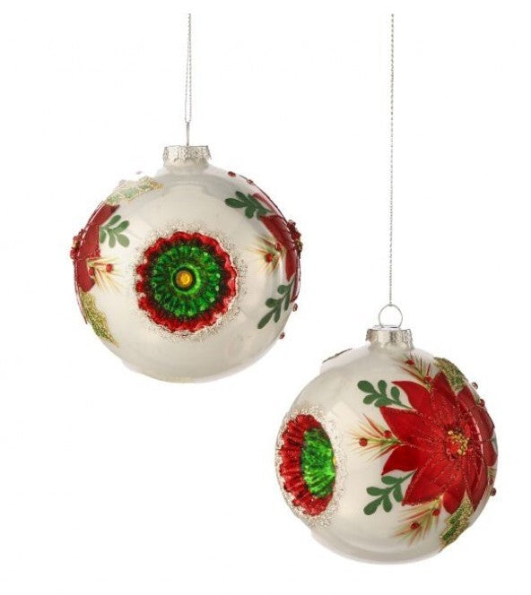4" Retro Poinsettia Ball Ornament-540 Holiday/Seasonal-Simply Stylish Boutique-Simply Stylish Boutique | Women’s & Kid’s Fashion | Paducah, KY