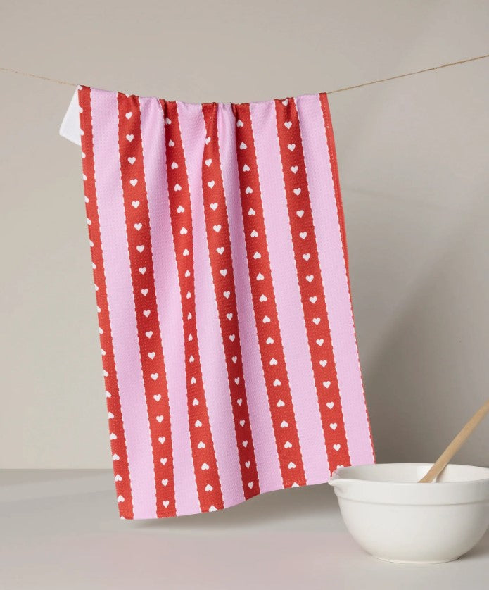 Ribbon Hearts Tea Towel-510 General Gifts-Simply Stylish Boutique-Simply Stylish Boutique | Women’s & Kid’s Fashion | Paducah, KY