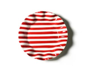 Red Stripe Ruffle Salad Plate-540 Holiday/Seasonal-Simply Stylish Boutique-Simply Stylish Boutique | Women’s & Kid’s Fashion | Paducah, KY
