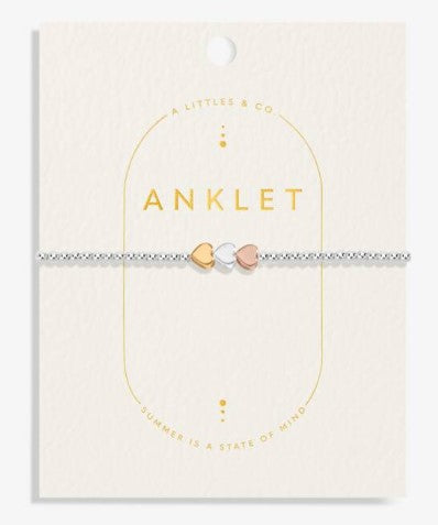 Three Tone Heart Anklet-410 Jewelry-Simply Stylish Boutique-Simply Stylish Boutique | Women’s & Kid’s Fashion | Paducah, KY