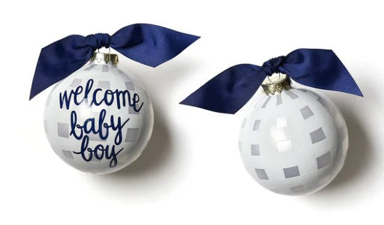 Welcome Baby Boy Gingham Glass Ornament-540 Holiday/Seasonal-Simply Stylish Boutique-Simply Stylish Boutique | Women’s & Kid’s Fashion | Paducah, KY
