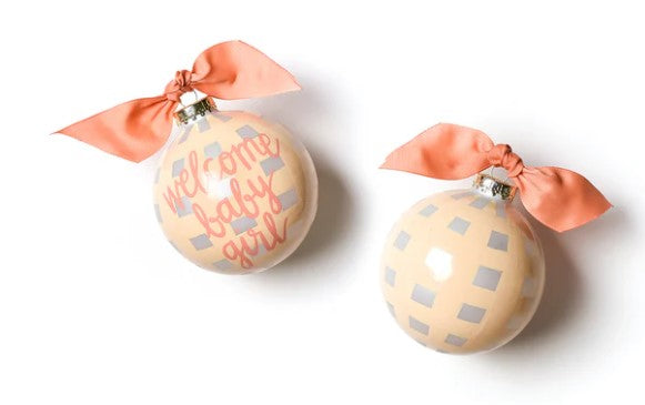 Welcome Baby Girl Gingham Glass Ornament-540 Holiday/Seasonal-Simply Stylish Boutique-Simply Stylish Boutique | Women’s & Kid’s Fashion | Paducah, KY