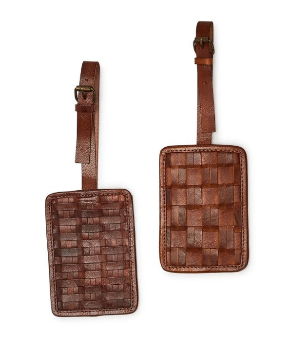 Chestnut Woven Leather Luggage Tag-510 General Gifts-Simply Stylish Boutique-Simply Stylish Boutique | Women’s & Kid’s Fashion | Paducah, KY