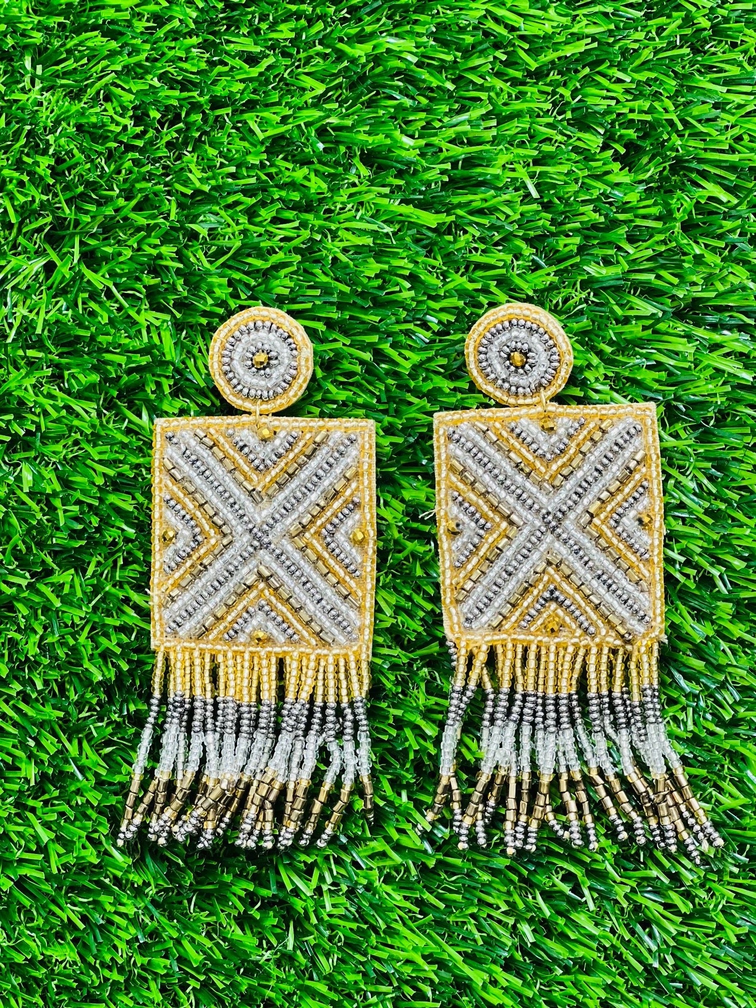 Gold Square Bead Earrings-410 Jewelry-Golden Stella-Simply Stylish Boutique | Women’s & Kid’s Fashion | Paducah, KY